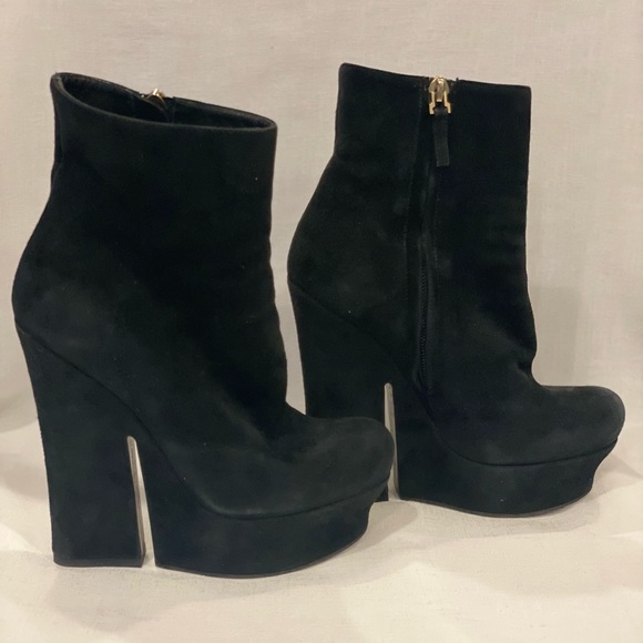 Yves Saint Laurent Black Platform Ankle Boots Size 35 Authenticated - Picture 1 of 11
